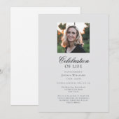 Invitation Elégante photo funéraire Célébration de la vie (Devant / Derrière)