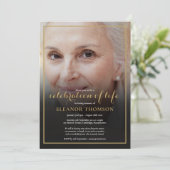 Invitation Elégante photo funéraire Célébration de la vie (Debout devant)