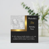Invitation Elégante Photo Gold Black 21e anniversaire (Debout devant)