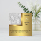 Invitation Elégante photo Gold Black 21e anniversaire 2 (Debout devant)