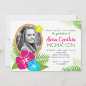 Invitation Élégante photo Hawaiian Luau Graduation (Devant)