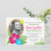 Invitation Élégante photo Hawaiian Luau Graduation (Debout devant)