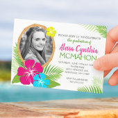 Invitation Élégante photo Hawaiian Luau Graduation