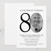 Invitation Élégante photo minimaliste 80e anniversaire (Devant / Derrière)