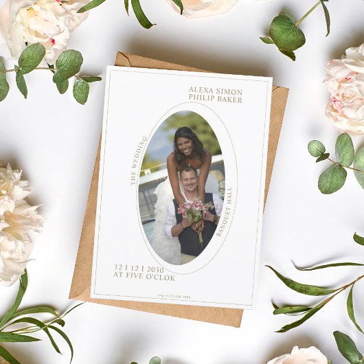 Invitation Elégante photo minimaliste mariage romantique