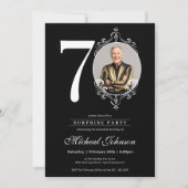 Invitation Élégante photo personnalisée Surprise 70e fête d'a (Devant)