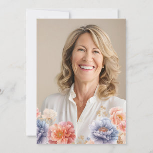 Invitation Élégante photo Pink Floral 50e anniversaire