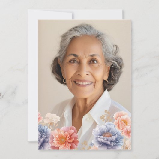 Invitation Élégante photo Pink Floral 70e anniversaire (Dos)