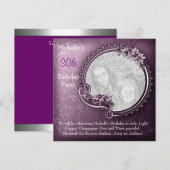 Invitation Elégante photo Purple Floral 30e anniversaire (Devant / Derrière)