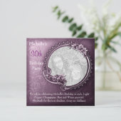 Invitation Elégante photo Purple Floral 30e anniversaire (Debout devant)