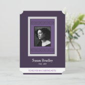 Invitation Élégante photo Purple Modèle Memorial Funeral (Debout devant)