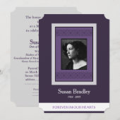 Invitation Élégante photo Purple Modèle Memorial Funeral (Devant / Derrière)