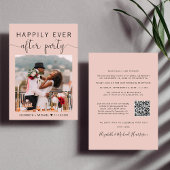 Invitation Elégante Photo QR Code Blush Mariage Réception