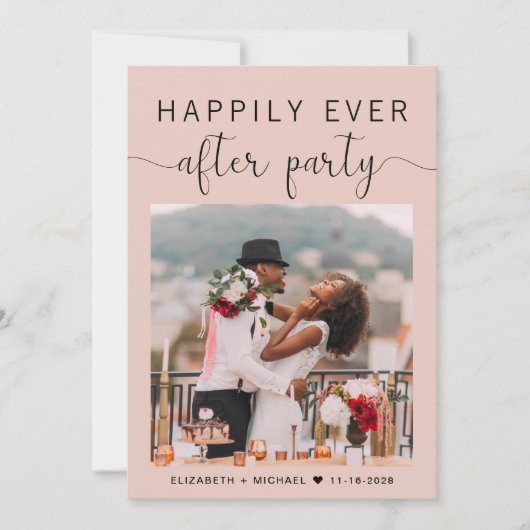 Invitation Elégante Photo QR Code Blush Mariage Réception (Devant)