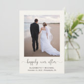 Invitation Elégante Photo QR Code Cream Wedding Réception (Debout devant)