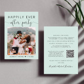 Invitation Elégante Photo QR Code Mint Mariage Réception
