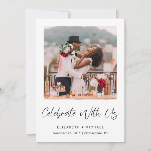 Invitation Elégante Photo QR Code Réception de mariage (Devant)