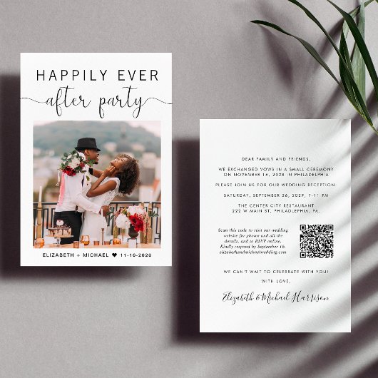 Invitation Elégante Photo QR Code Réception de mariage