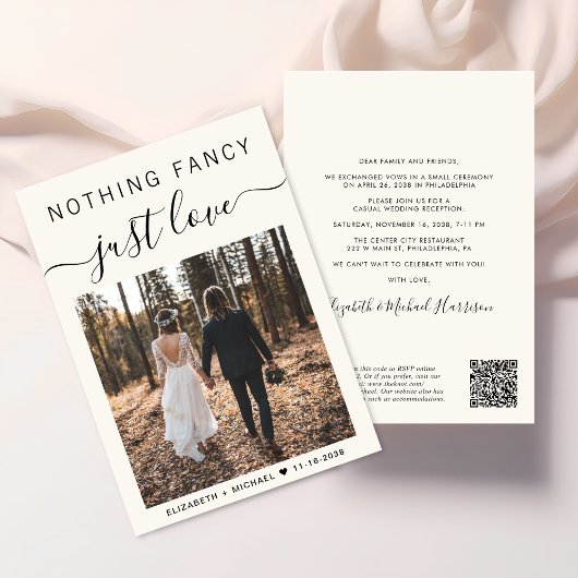 Invitation Elégante Photo QR Code Réception de mariage Décont