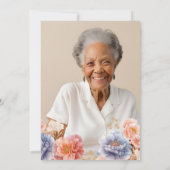 Invitation Élégante photo rose florale 90e anniversaire (Dos)