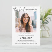 Invitation Elégante photo rose moderne 46e anniversaire (Debout devant)