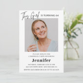 Invitation Élégante photo rose moderne 64e anniversaire (Debout devant)