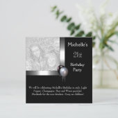 Invitation Elégante photo Silver Black Balloon 21e anniversai (Debout devant)