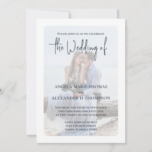 Invitation Elégante Photo Simple QR Code RSVP Dusty Grey (Devant)