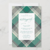 Invitation Élégante photo verte plaid Noël Fête de Noël (Devant)