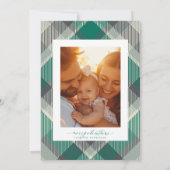 Invitation Élégante photo verte plaid Noël Fête de Noël (Dos)
