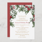 Invitation Elégante Pine Berries Corporate Fête (Devant / Derrière)