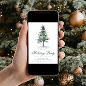 Invitation Elégante Pine Neige Arbre Or Étoiles Fête de Vacan