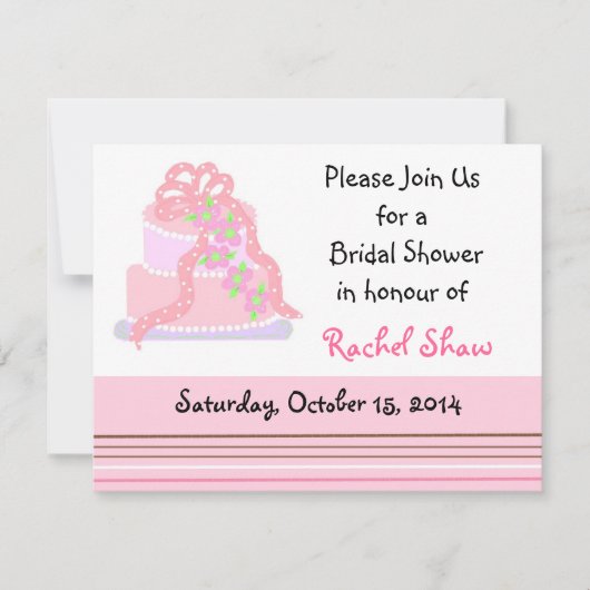 Invitation Élégante Pink Cake Bridal Douche (Devant)
