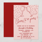 Invitation Elégante Pink Cheers Champagne 49e anniversaire (Devant / Derrière)
