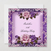 Invitation Élégante Pink Purple Lilac Rose 80e fête d'anniver (Devant)