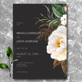 Invitation Elégante pivoines blanches modernes sur Mariage no