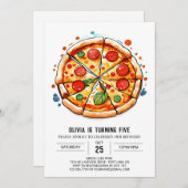 Invitation Elégante Pizza Editable Anniversaire (Devant / Derrière)