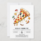 Invitation Elégante Pizza Editable Anniversaire (Devant)