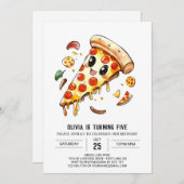 Invitation Elégante Pizza Editable Anniversaire (Devant / Derrière)