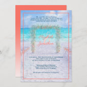 Invitation Elégante plage Arbor Blue Coral Ombre Mariage (Devant / Derrière)