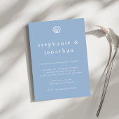 Invitation Elégante plage côtière Dusty Blue Minimal Mariage