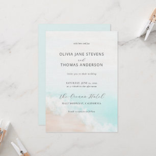 Invitation Elégante plage d'aquarelle simple tout en un Maria