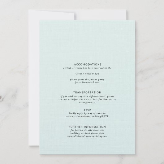 Invitation Elégante plage d'océan Abstrait tout en un Mariage (Dos)