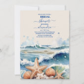 Invitation Elégante plage Fête des mariées bleue (Devant)