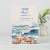 Invitation Elégante plage Fête des mariées bleue (Debout devant)