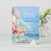 Invitation Elégante plage Floral Ocean Fête des mariées d'été (Debout devant)