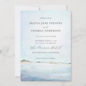 Invitation Elégante plage moderne aquarelle tout en un Mariag (Devant)