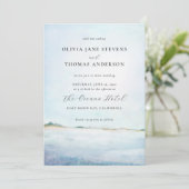 Invitation Elégante plage moderne aquarelle tout en un Mariag (Debout devant)