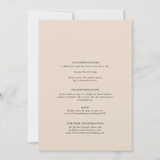 Invitation Elégante plage moderne aquarelle tout en un Mariag (Dos)