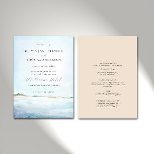 Invitation Elégante plage moderne aquarelle tout en un Mariag